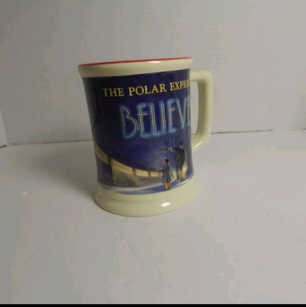Warner Bros The Polar Express Train "Believe" 3D Raised Ceramic Mug Heat Safe